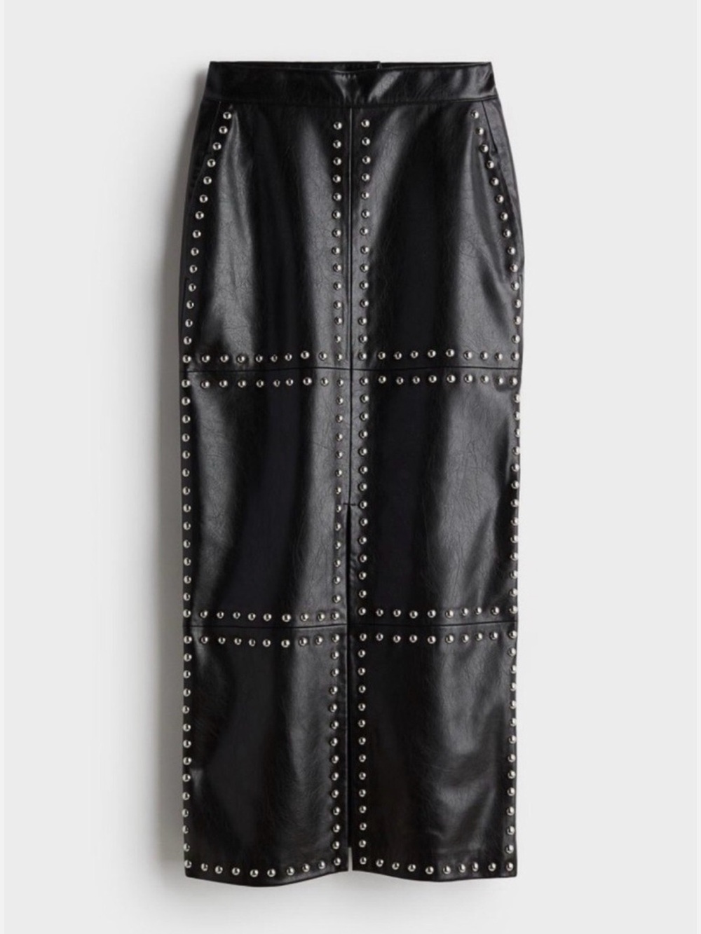 HM Edition Stud Embellished Leather Maxi Skirt